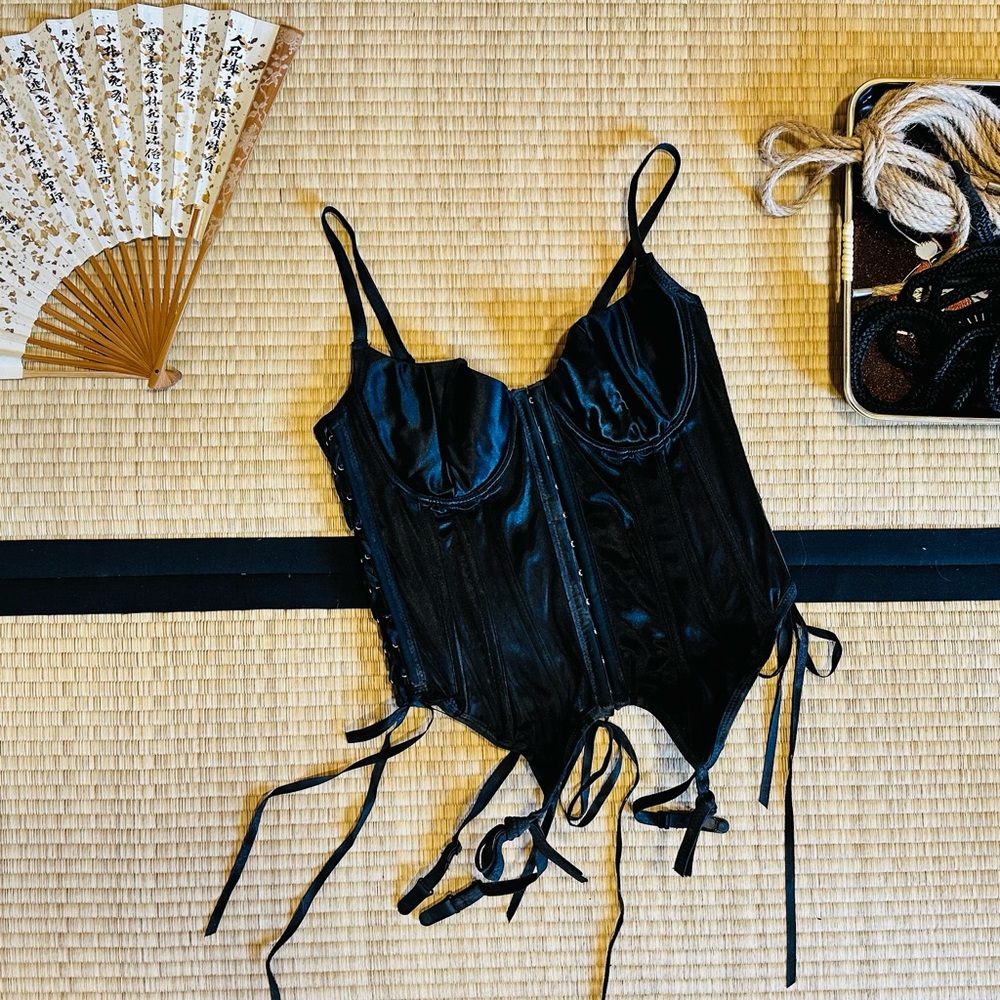 SOLD Black Vintage Corset Top